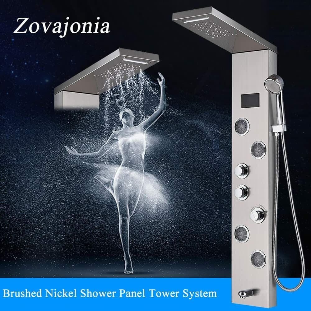 LED Shower Panel Tower Rain&Waterfall Shower Head Massage Full Body System Jets 2