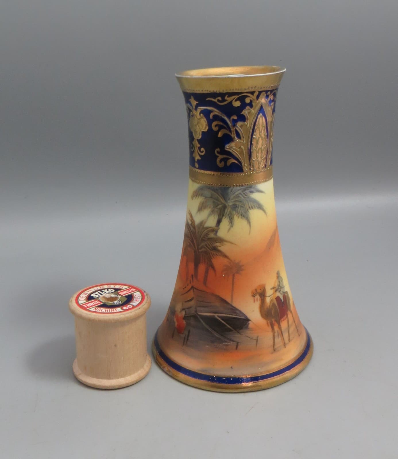 Vintage Noritake Man on a Camel Desert Scene - Hat Pin Holder - As Found 3