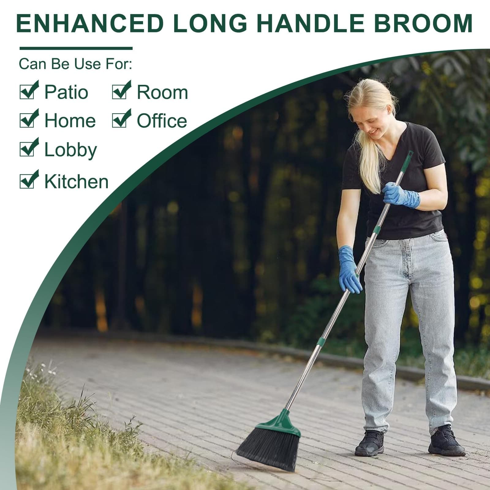 Heavy Duty Broom Outdoor Indoor Commercial Broom with 50 inches Long HandleP 2