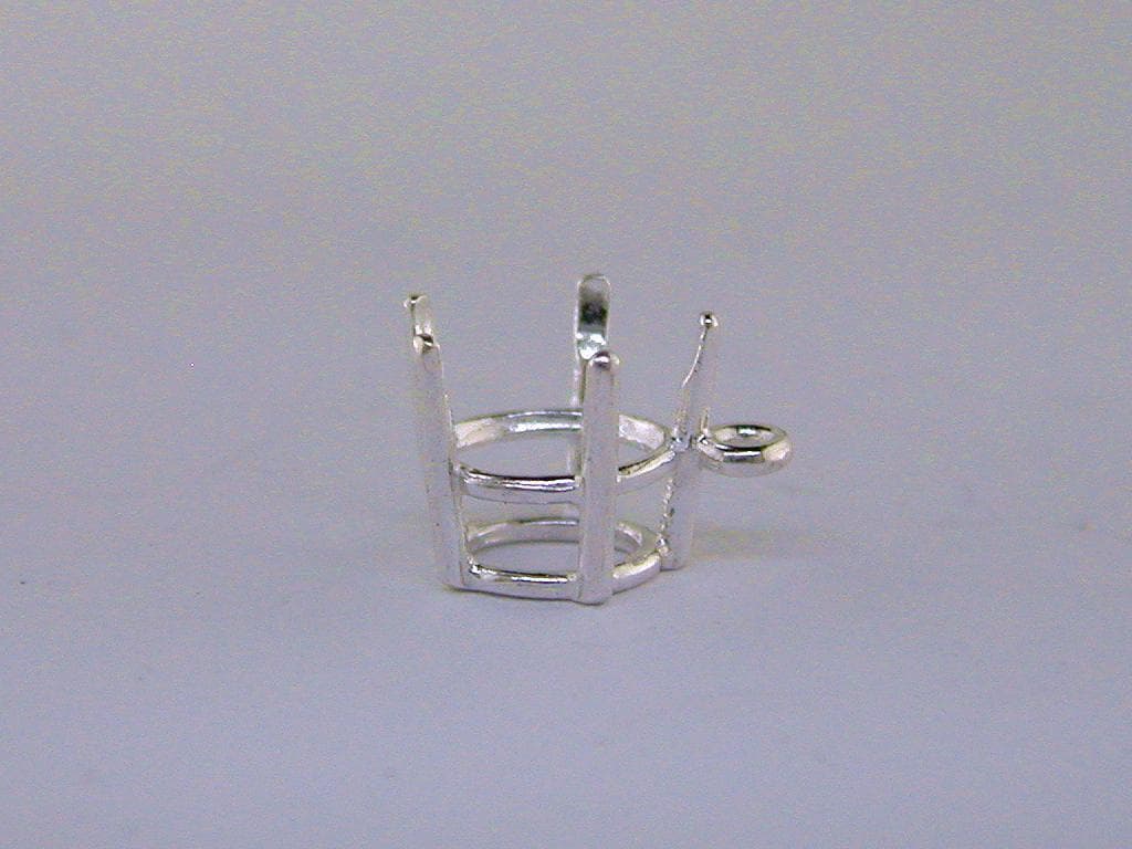 Round Deep 5 Prong Dangle Setting Sterling Silver 2