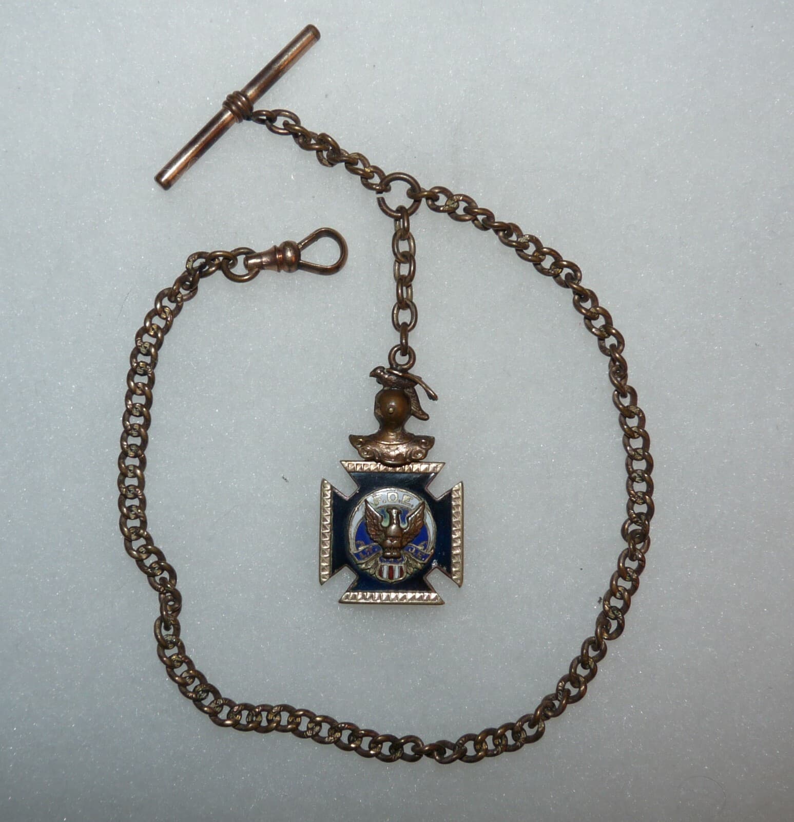 Vintage 1930s-40s Fraternal Order of Eagles FOE Pocket Watch Chain