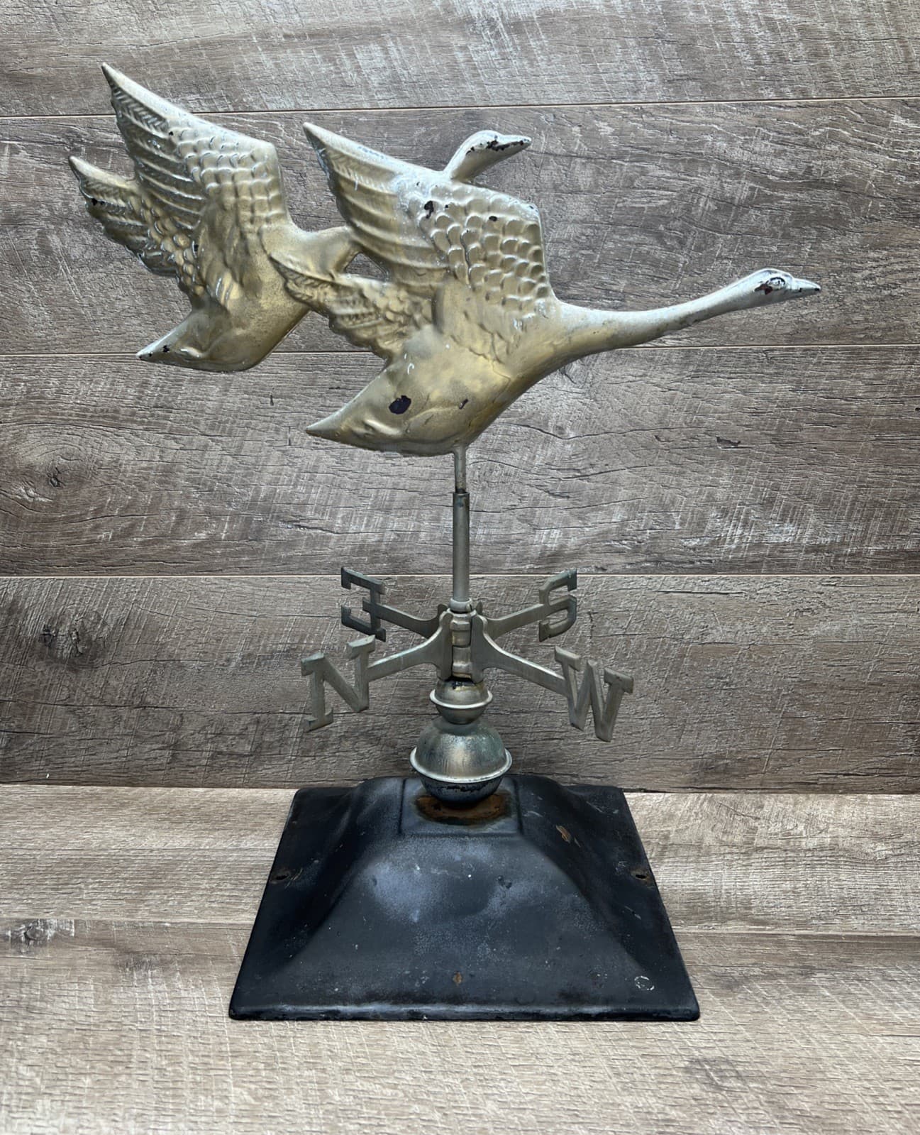 Antique Copper Brass Patina Flying Geese Weathervane Garden Tabletop Decor 2