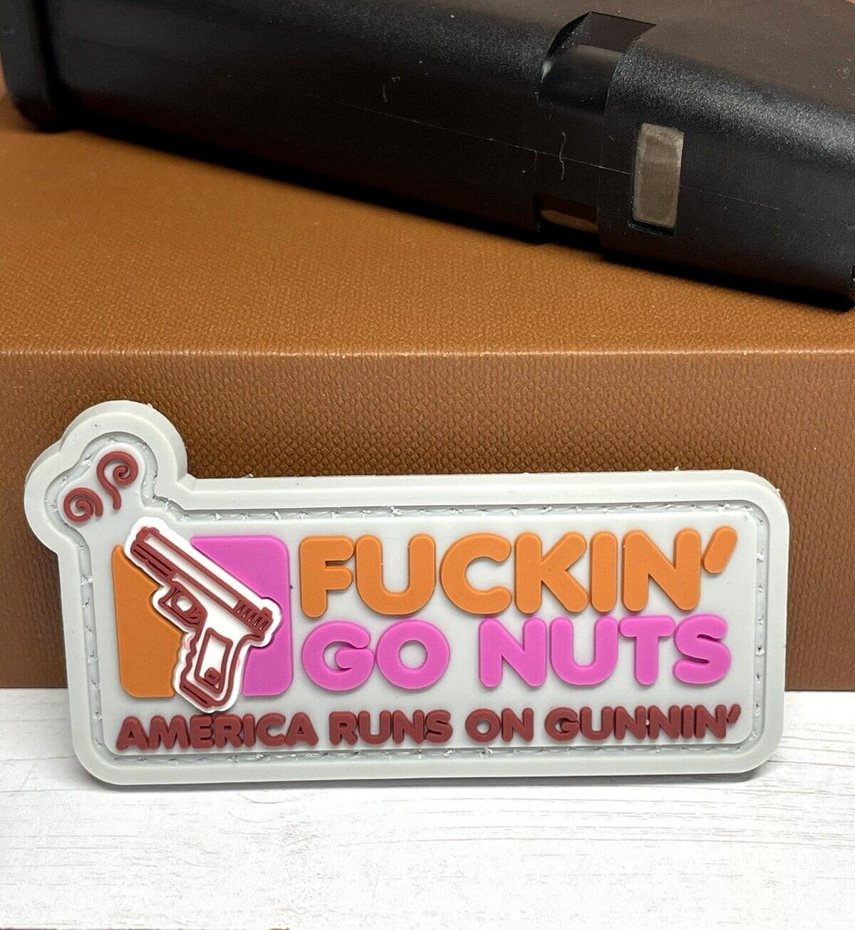 PVC Tactical Morale Patch - F**ckin Go Nuts Patch - Hook Backed Morale Gun Patch 2