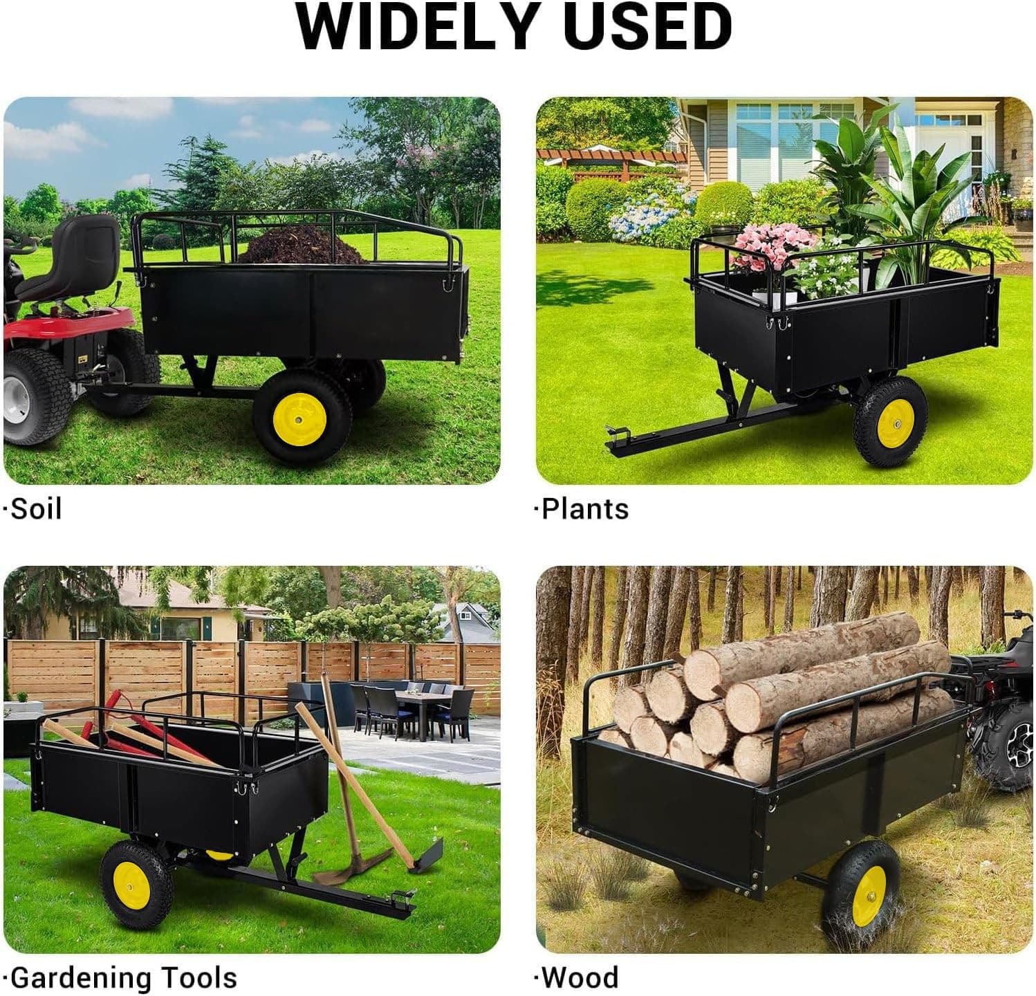 750lb Heavy Duty Dump Cart Garden Utility Trailer for ATV UTV Lawn Mower Tractor 5