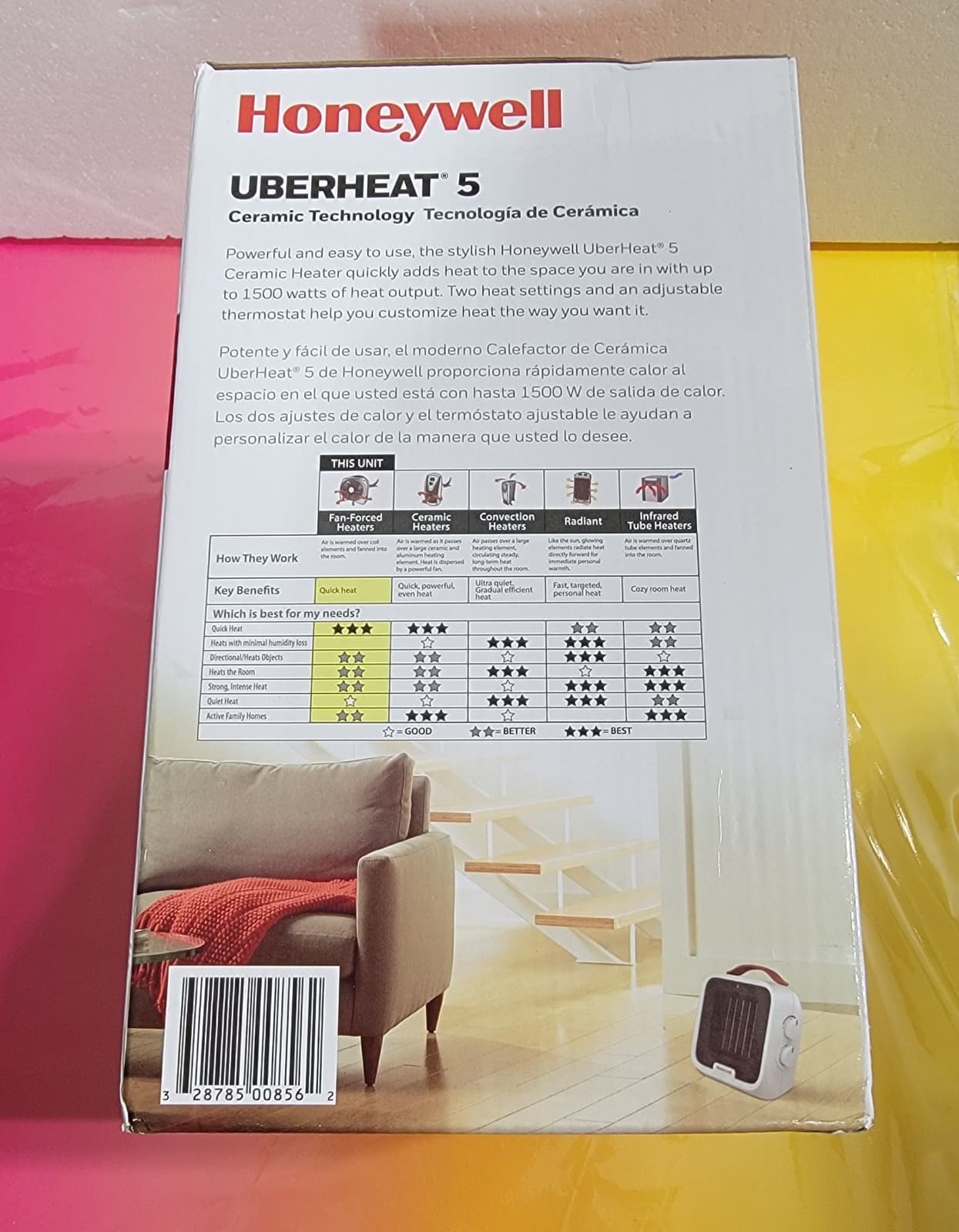 Honeywell UberHeat 5 Ceramic Space Heater, Small Room Portable Heater, White 4