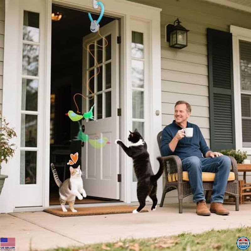 Interactive Electric Flying Bird Wand Toy for Indoor Cats - Engaging Enrichment 4