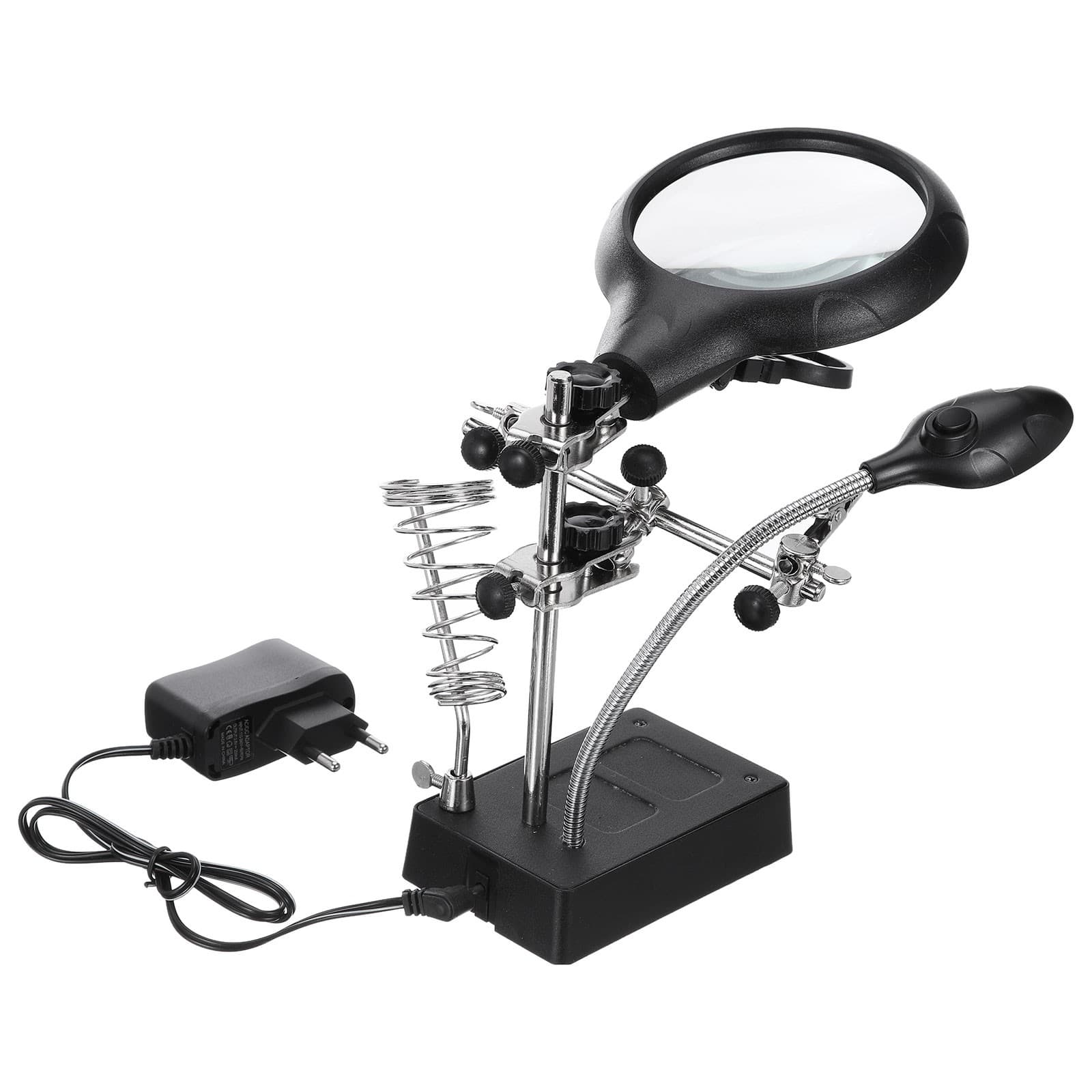 Solder Helping Hand Tool with 2.5X 7.5X 10X Magnifying Glass,2 Alligator Clip 4