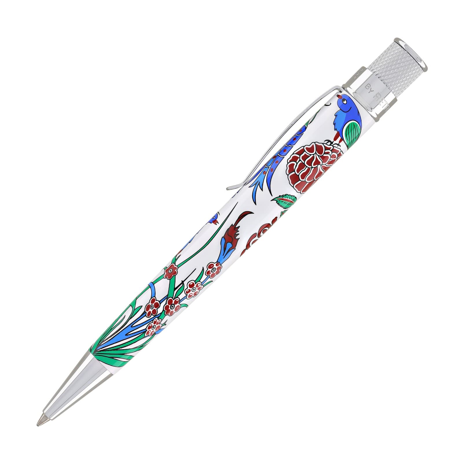 Retro 51 Tornado Metropolitan Rollerball in Iznik Garden Blue Birds & Flowers 3
