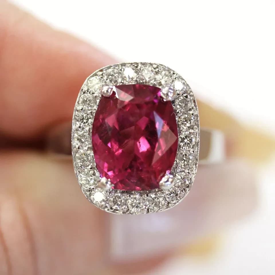 4 Ct Certified Oval Shape Natural Rose Red Diamond Ring VVS1 White Gold Finish 2