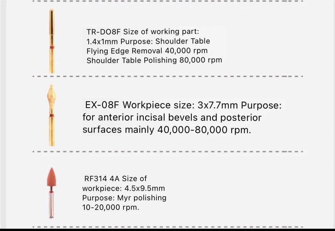 16PCS\SET Dental Crown Preparation Restoration Burs Polishing Bur kit FG1816D 4