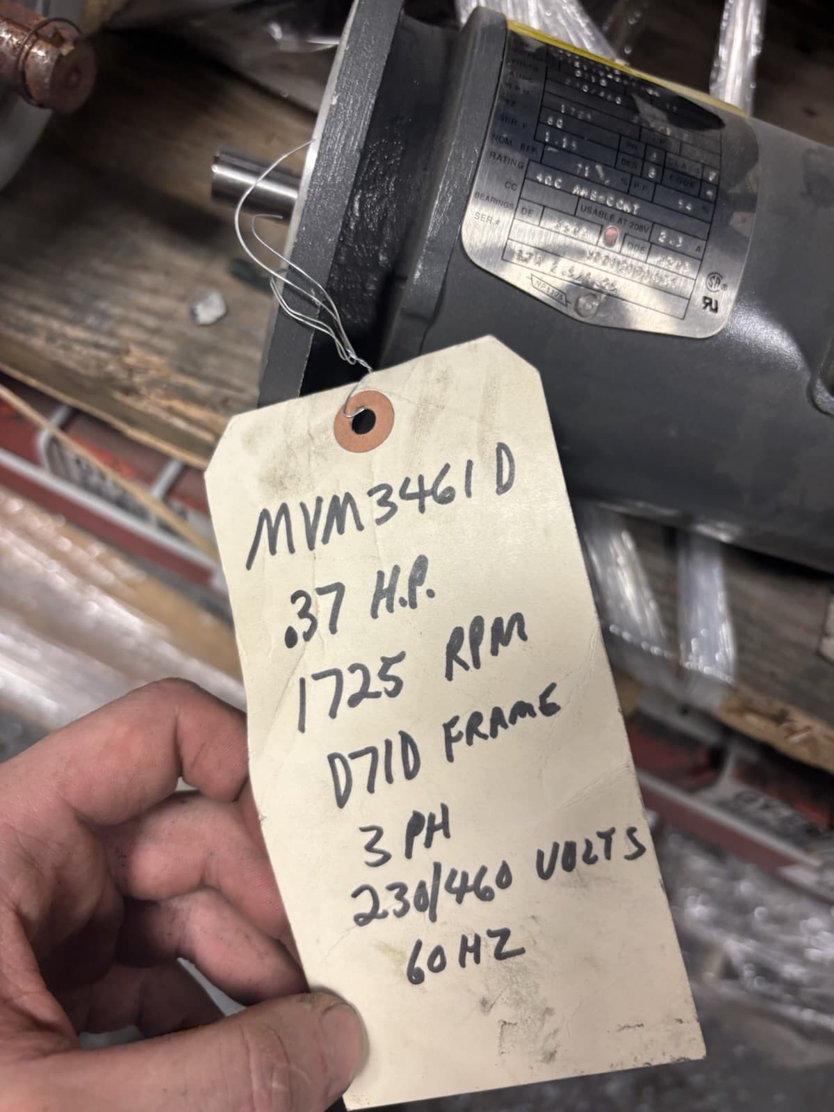 NEW NO BOX BALDOR MVM3461D 1725RPM 3 PHASE MOTOR T1384 3