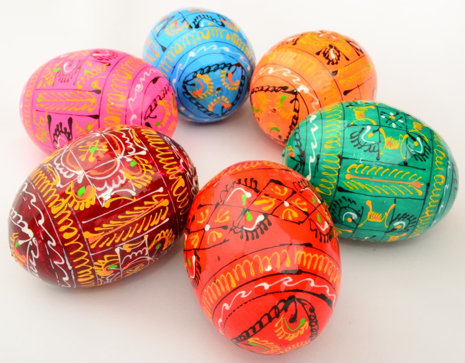 6 Wooden Ukrainian Pysanky Pysanka Easter Painted Eggs 5