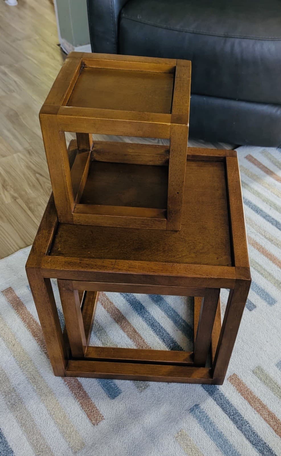 3 Geometric MCM Cube Minimalist Danish Style Nesting Stacking Cubist Tables Wood 5