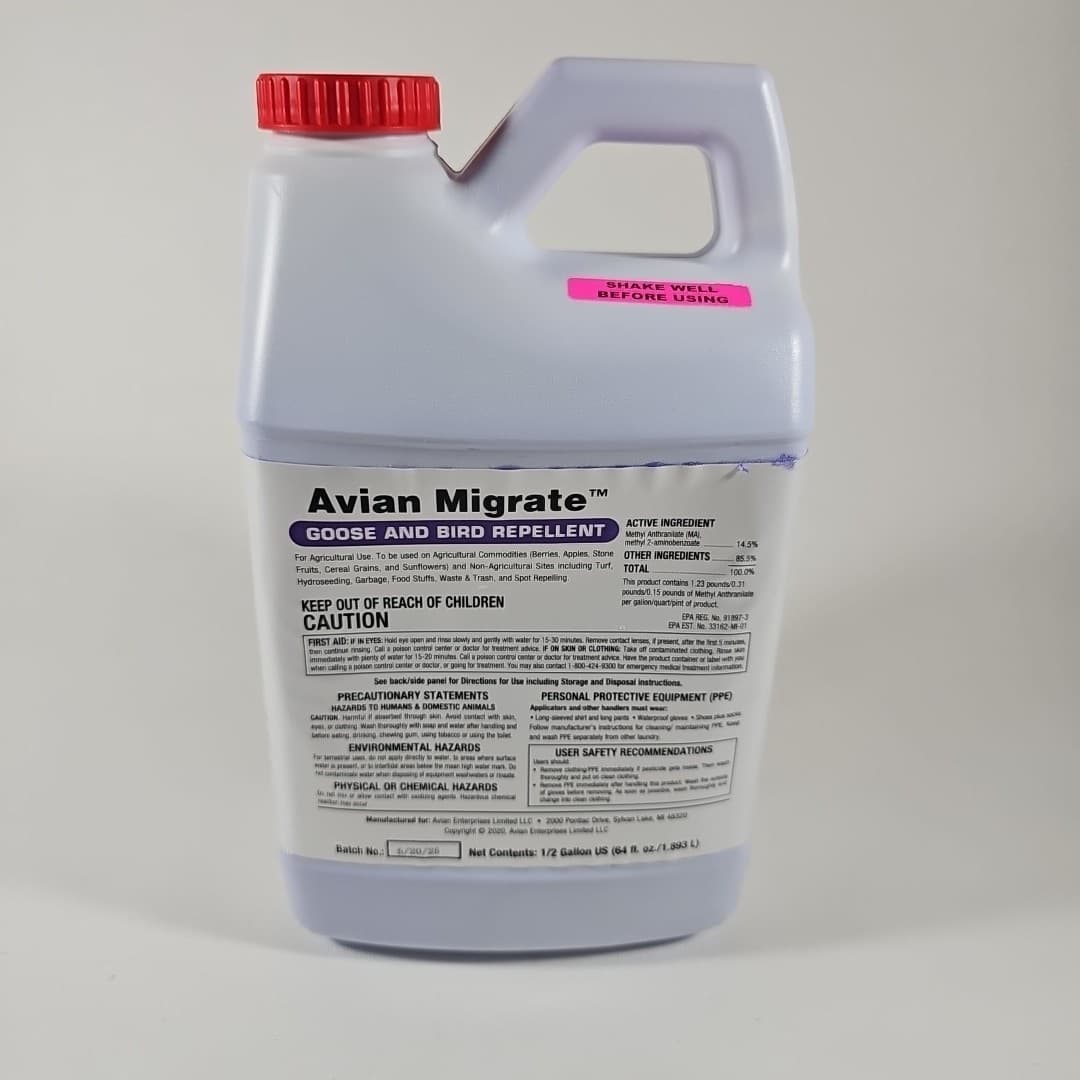 Avian Migrate Goose & Bird Repellent Irritant to Birds Geese 1/2 Gallon Sealed 3