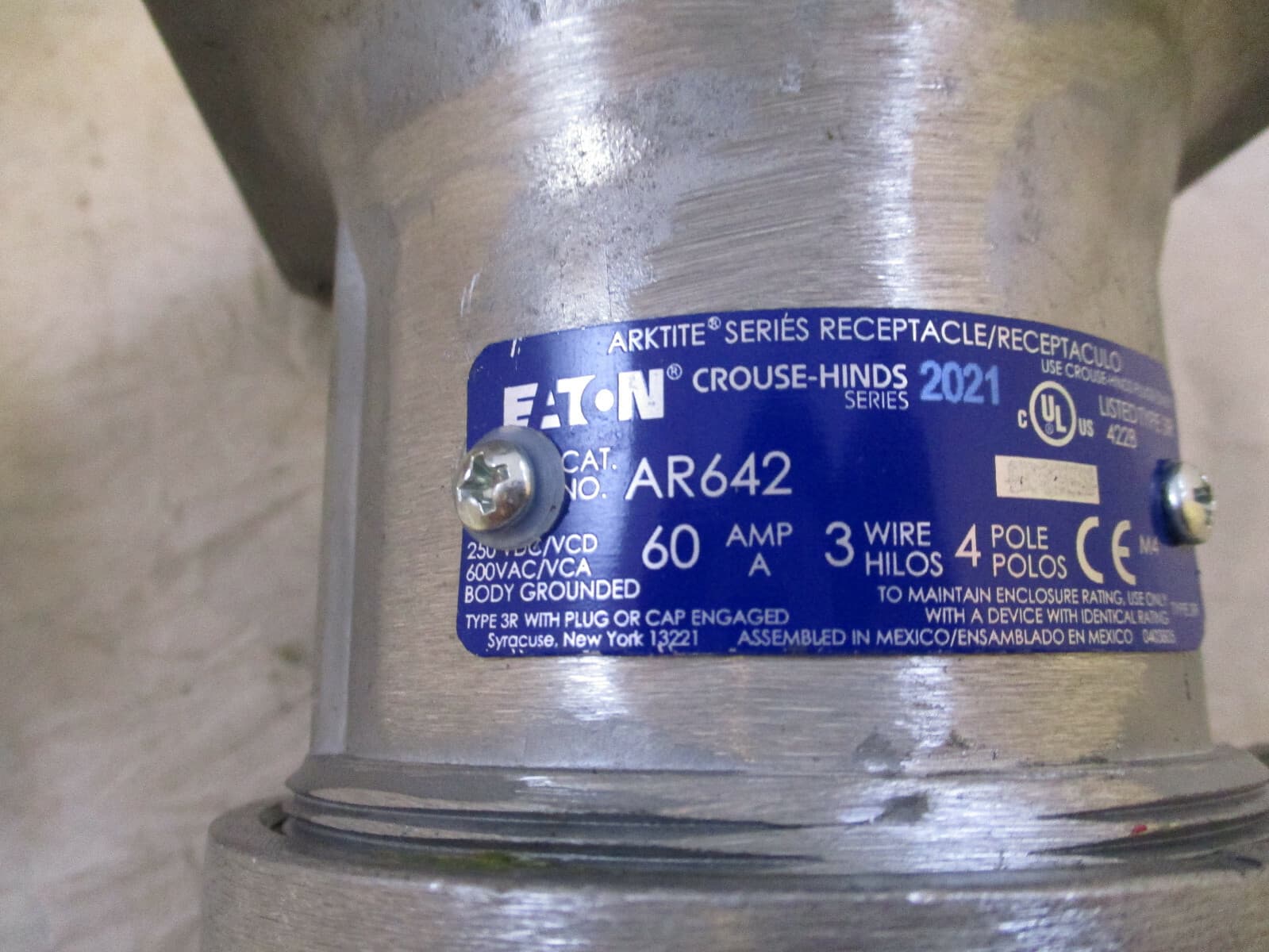 EATON CROUSE HINDS AR642 60A 600V 4P 3W RECEPTACLE ARKTITE SAMEDAY SHIP  3