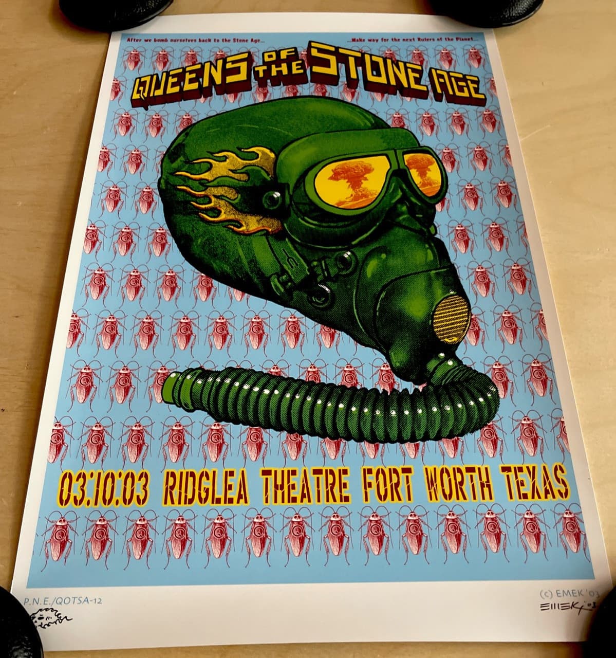 Queens Of The Stone Age 2003 Concert Poster EMEK Print Fort Worth TX Cockroach 3