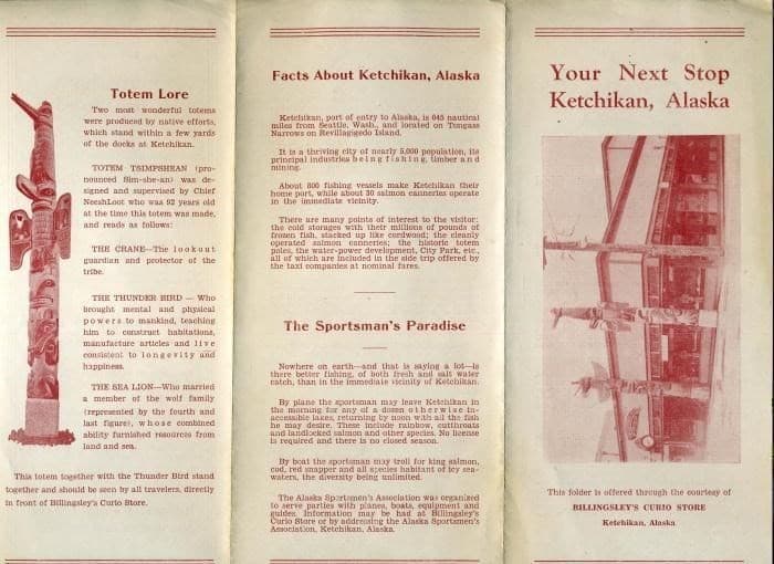 2 Brochures History of Ketchikan & Totems 1950 Pruell's Billingley Alaska  4