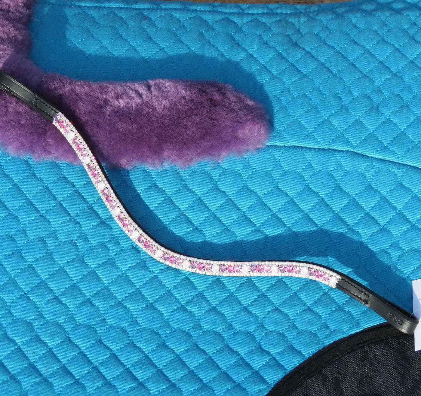 FSS SHIMMER ROSE BABY PINK LILAC OPAL CRYSTAL Bling Rhinestone V Curve Browband 2