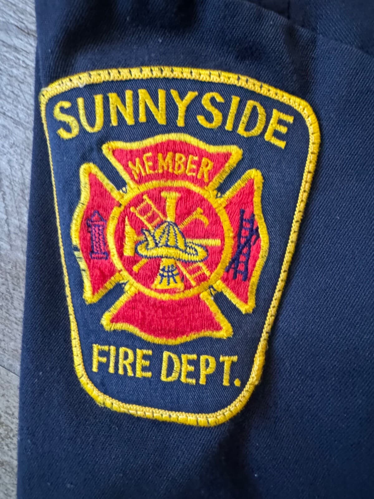 VINTAGE SUNNYSIDE FIRE DEPT WORK BLUE JACKET WITH TALON ZIPPER-MEN'S 46 3