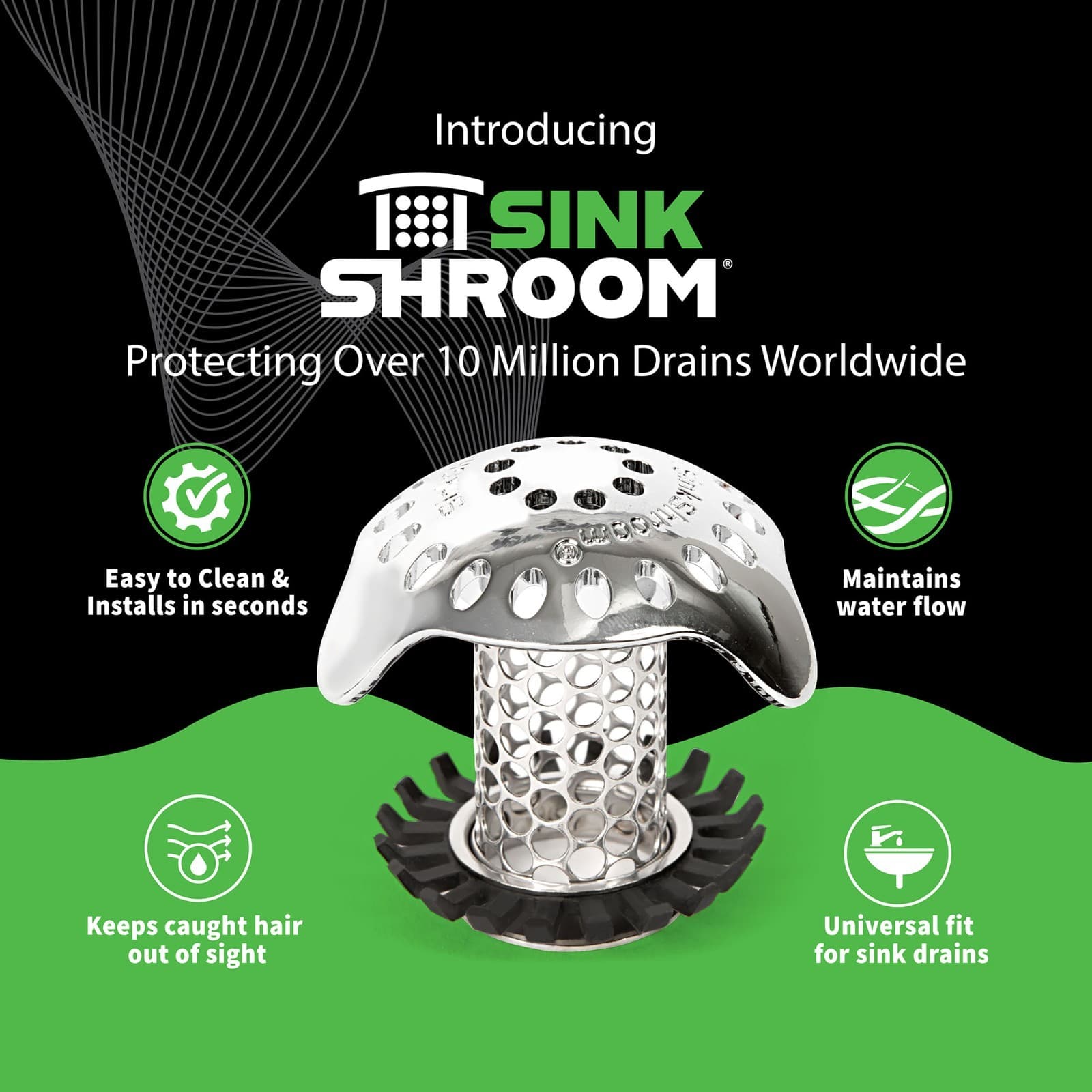 SinkShroom® Ultra Stainless Steel Hair Catcher Drain Protector by TubShroom 4
