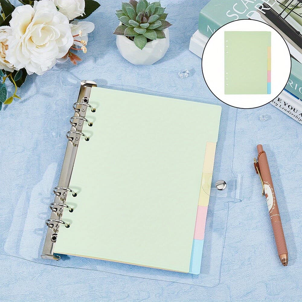 6sets 30 Sheets 5-Tab Binder Dividers A5 6-Hole Binder Dividers 8.3x6.14inch A5 3