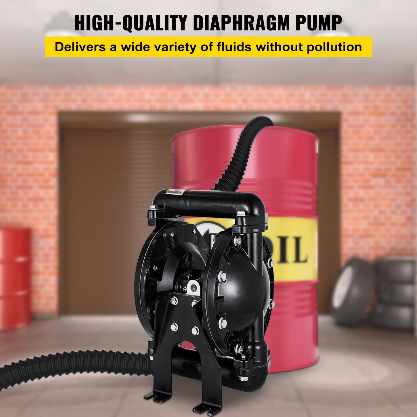 Air-Operated Double Diaphragm Pump 1" Inlet Outlet Petroleum Fluids 35GPM 2