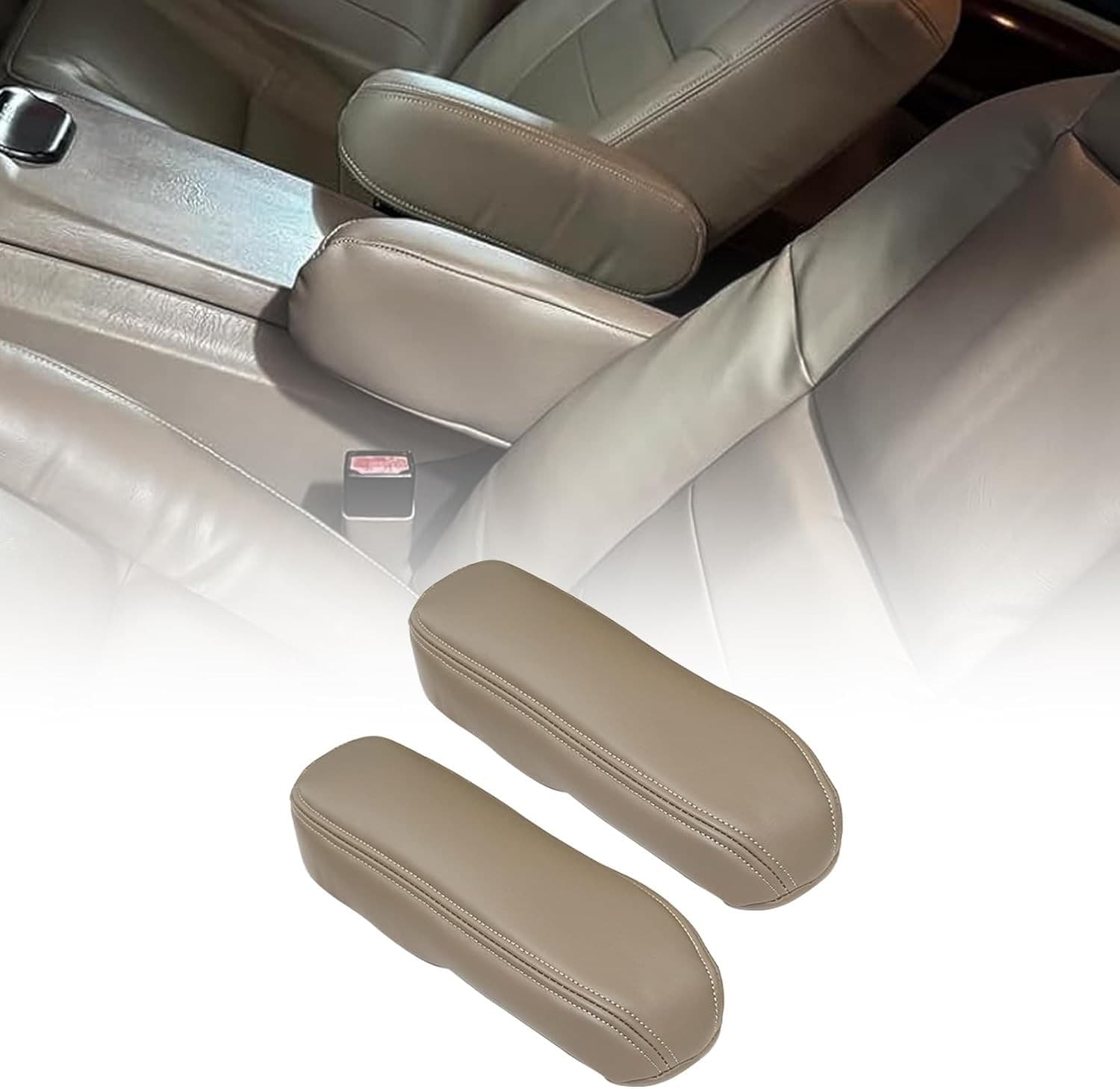 2Pcs Replacement Seat Armrest Cover Microfiber Leather Tan Compatible Tan 2