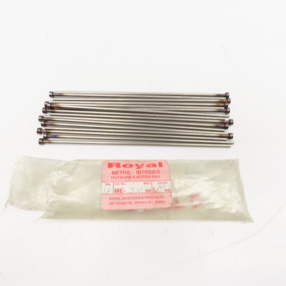 Royal 3mm OD x 160mm OAL Metric Core Ejector Pin 6mm Head Lot Of 14