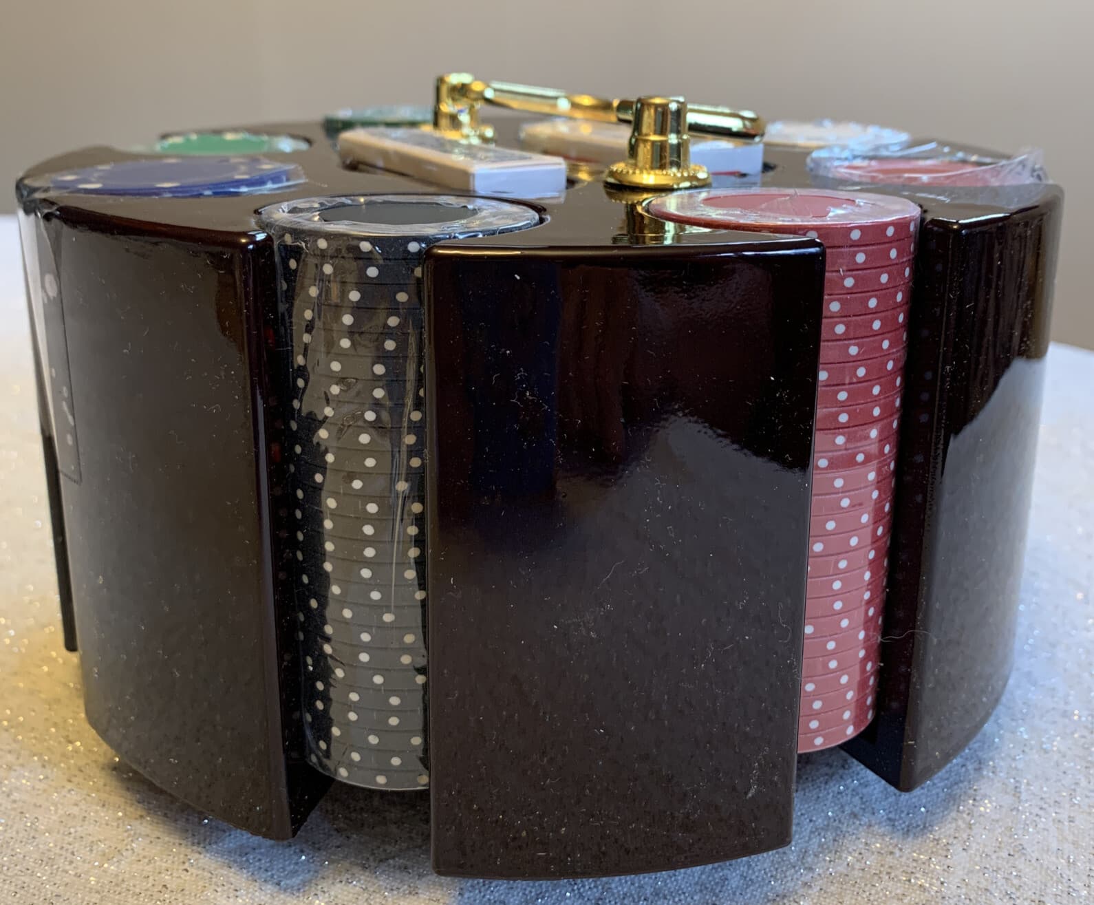 Poker Chips Carousel Set 2 Card Decks 200 Chips 11.5 Gram Vegas Style New 4