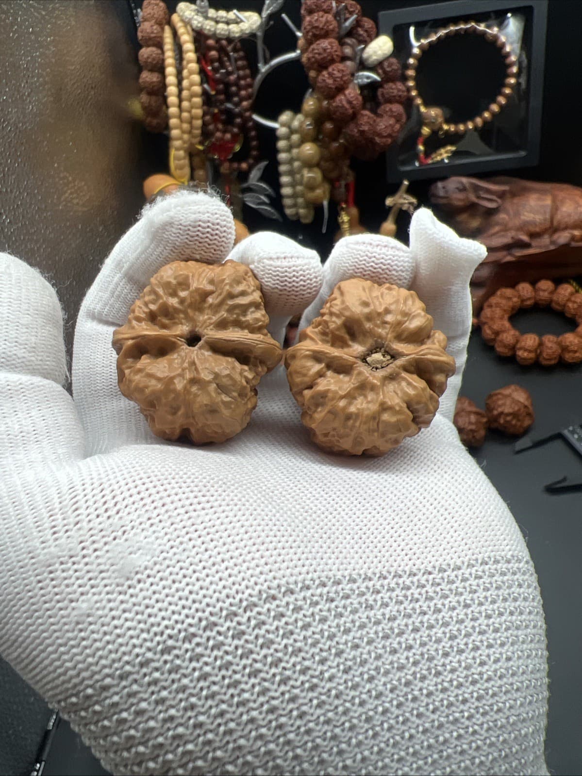 Pair of  Match Chinese Health Walnut 36×38×31 精配文玩核桃金蟾蛤蟆头 6