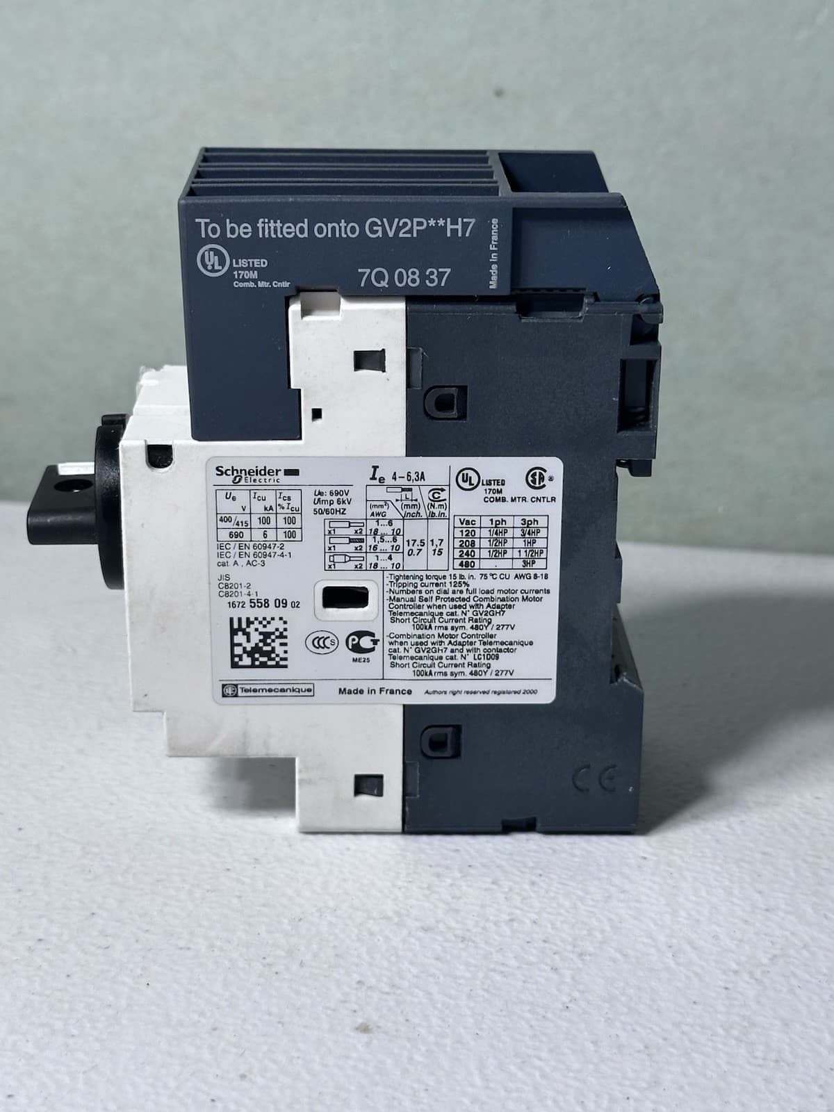 Lot Of  2 Schneider GV2-P10H7 4-6.3A Circuit Breaker Motor Starter 5