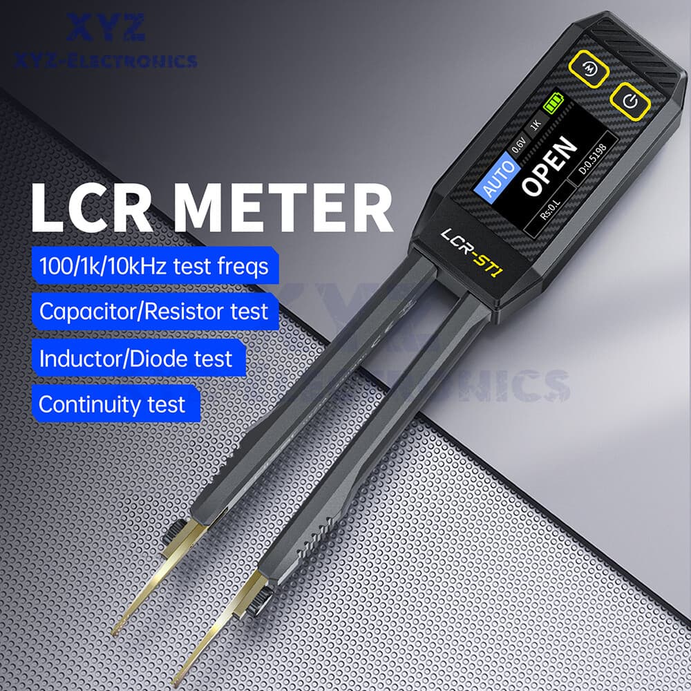FNIRSI LCR-ST1 Mini Smart Tweezer LCR SMD ESR Tester Ohm Capacitance Diode Test 4