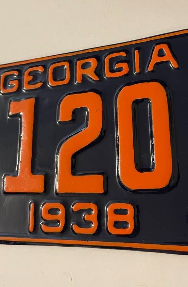 Vintage 1938 Georgia School Bus License Plate 120 E RESTORED 12.25" x 4.4" 3
