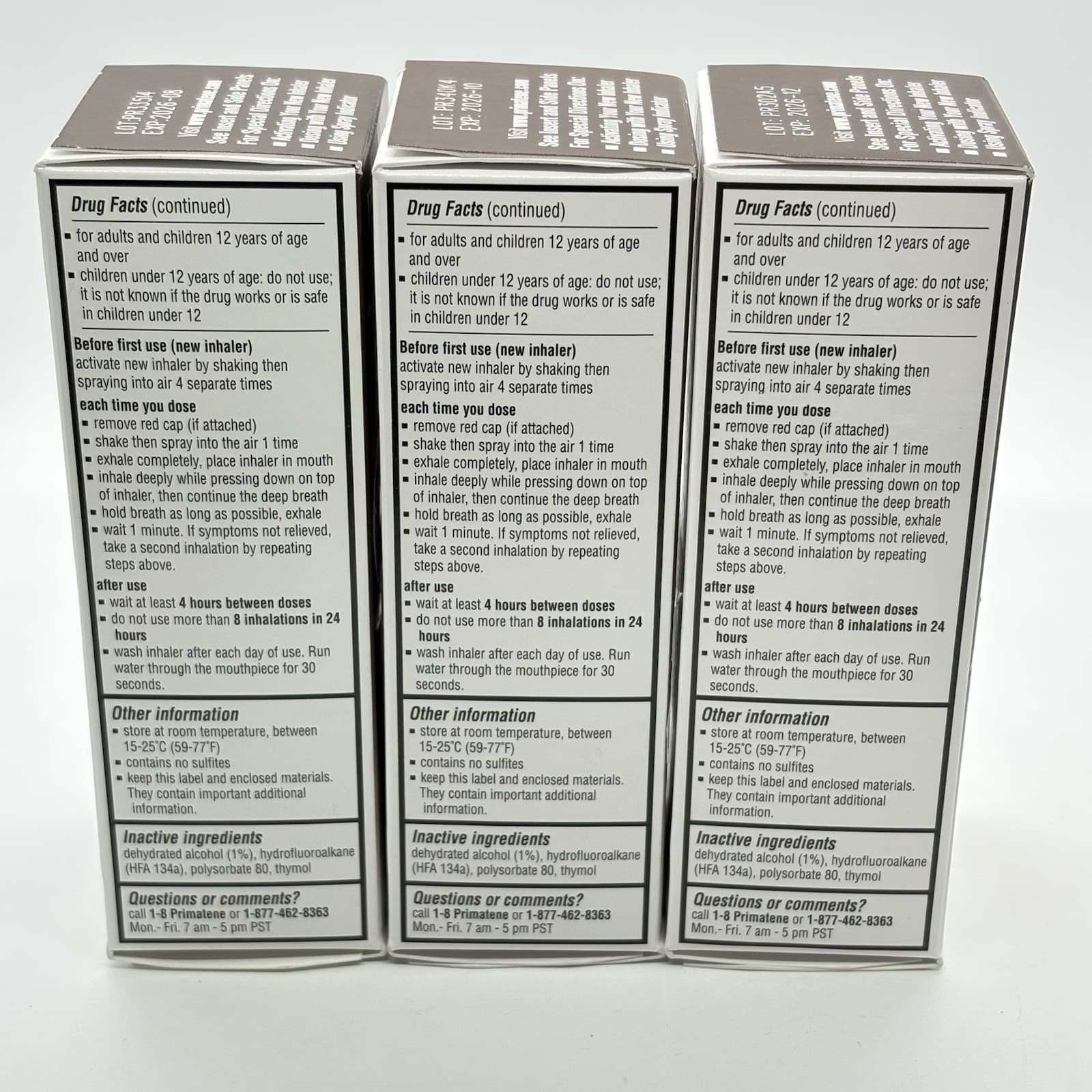3 Primatene Mist Epinephrine Inhalation Aerosol 160 Sprays New Exp 8/10/12-2026 2