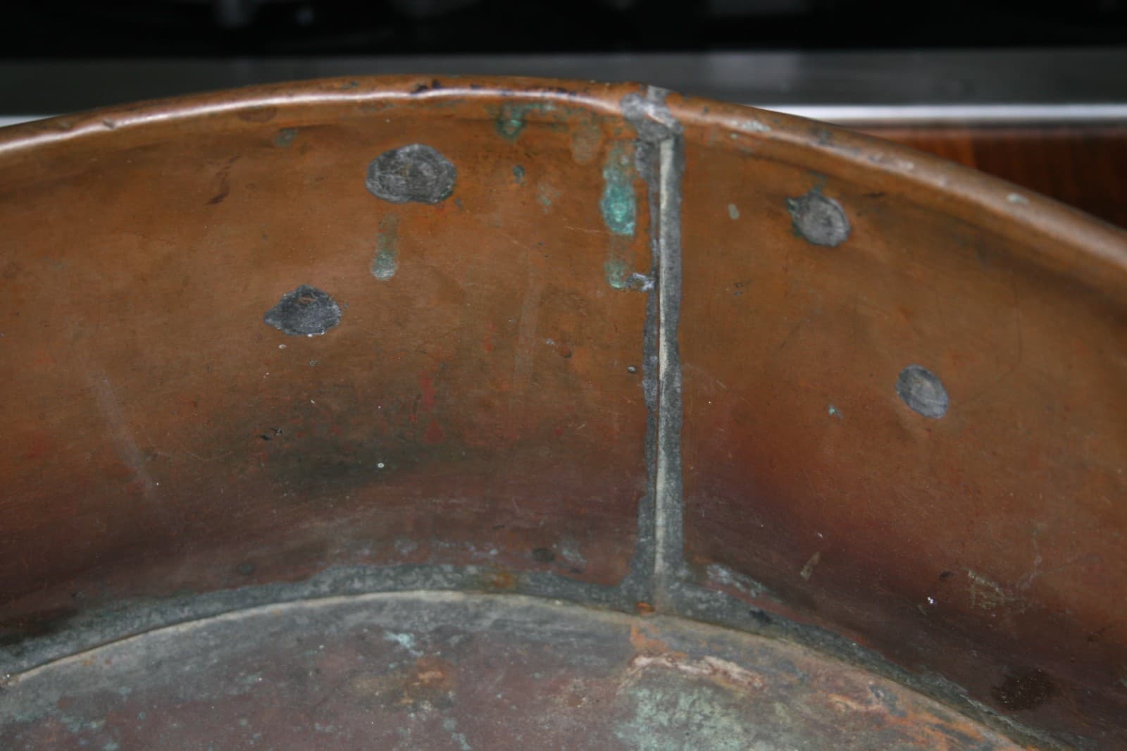 Antique Large Copper Flat Bottom Pot Kettle 3