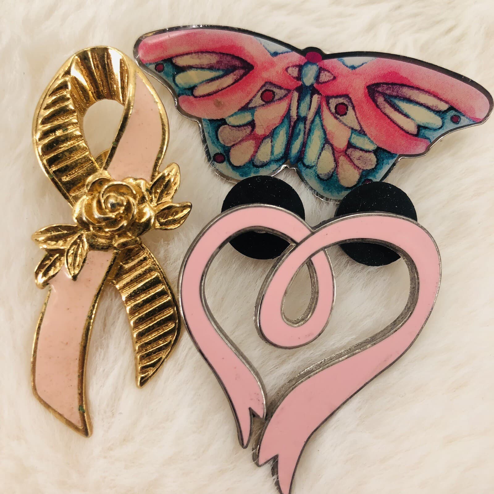 Pink Ribbon Breast Cancer Awareness Month Lapel Pin Lot of 20 Random Mix w/ Avon 2