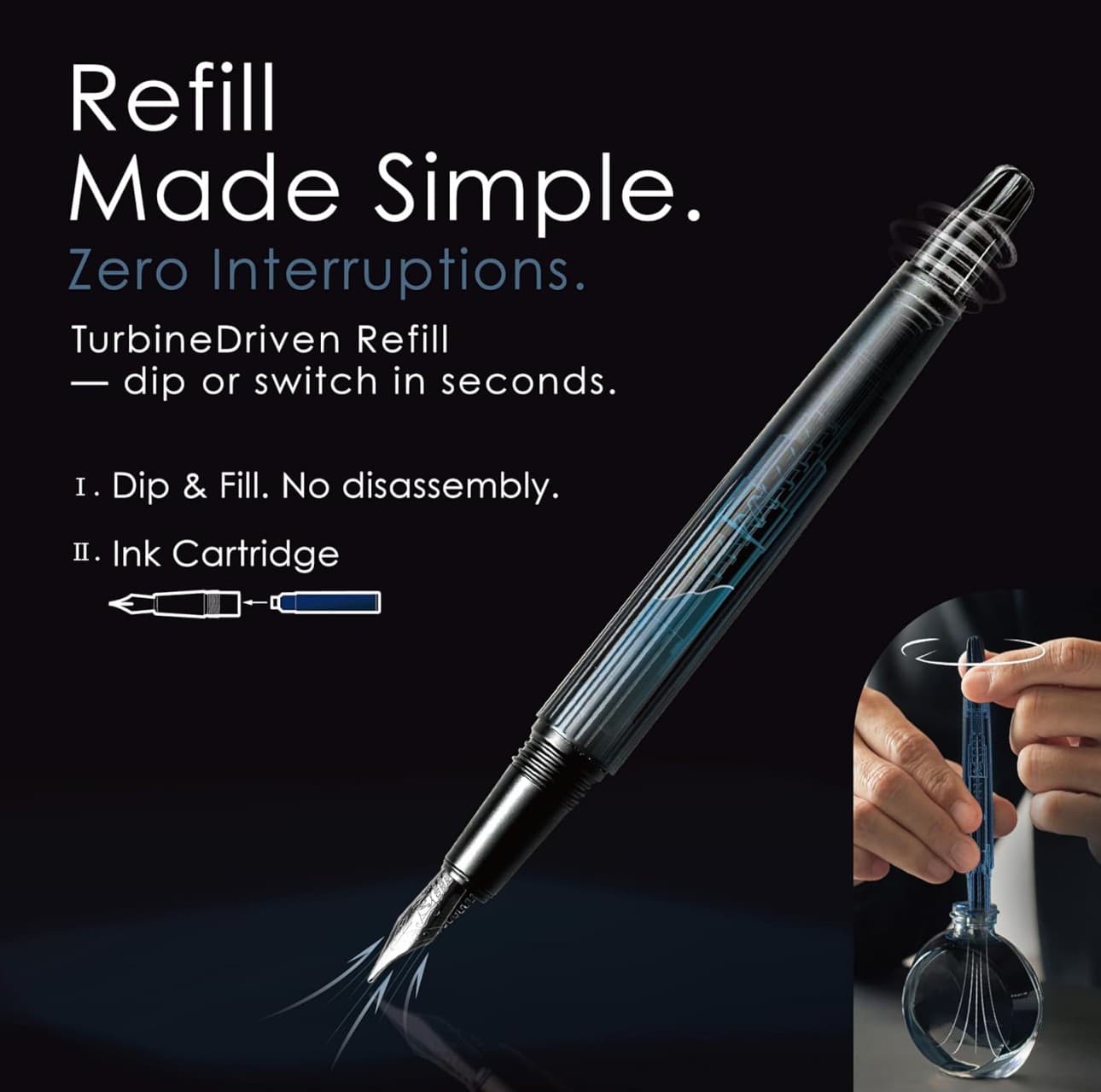 Submarine Tag Pen Fountain Pen Fine Nib Steel Black 4