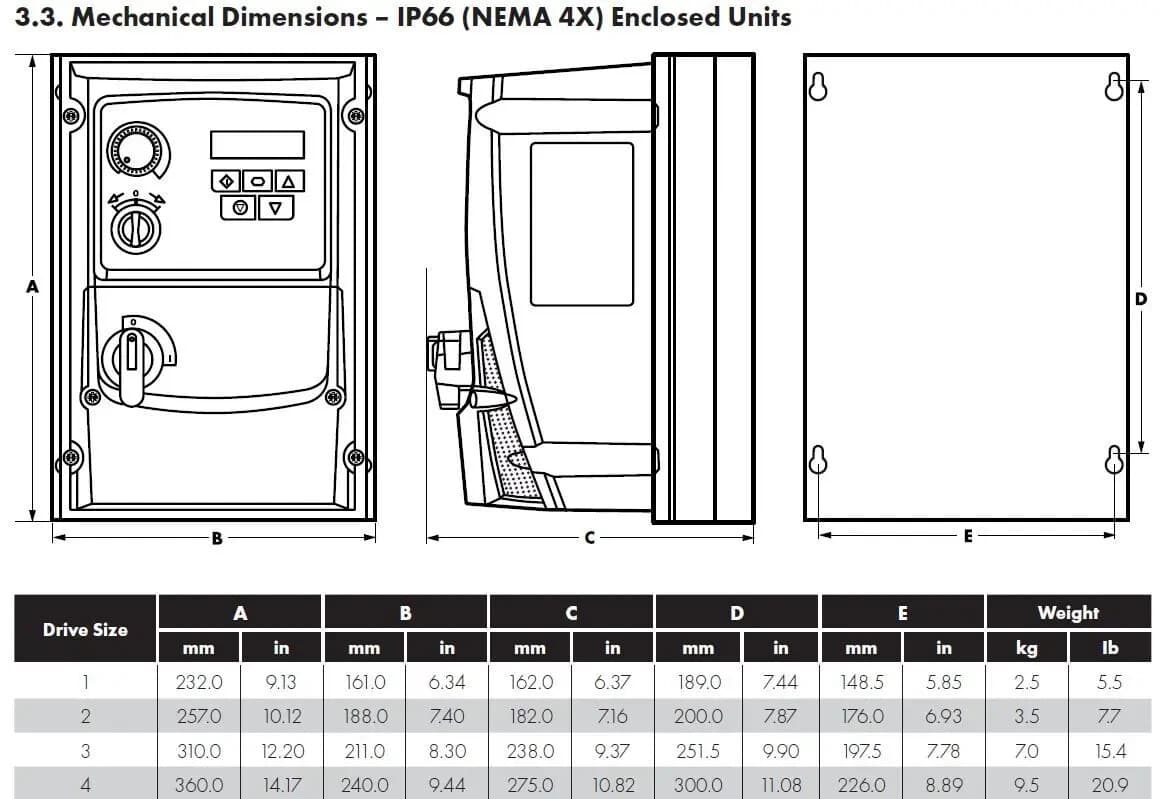 ODE-3-110043-101B - Invertek OptiDrive E3 - 1.0 HP VFD 2