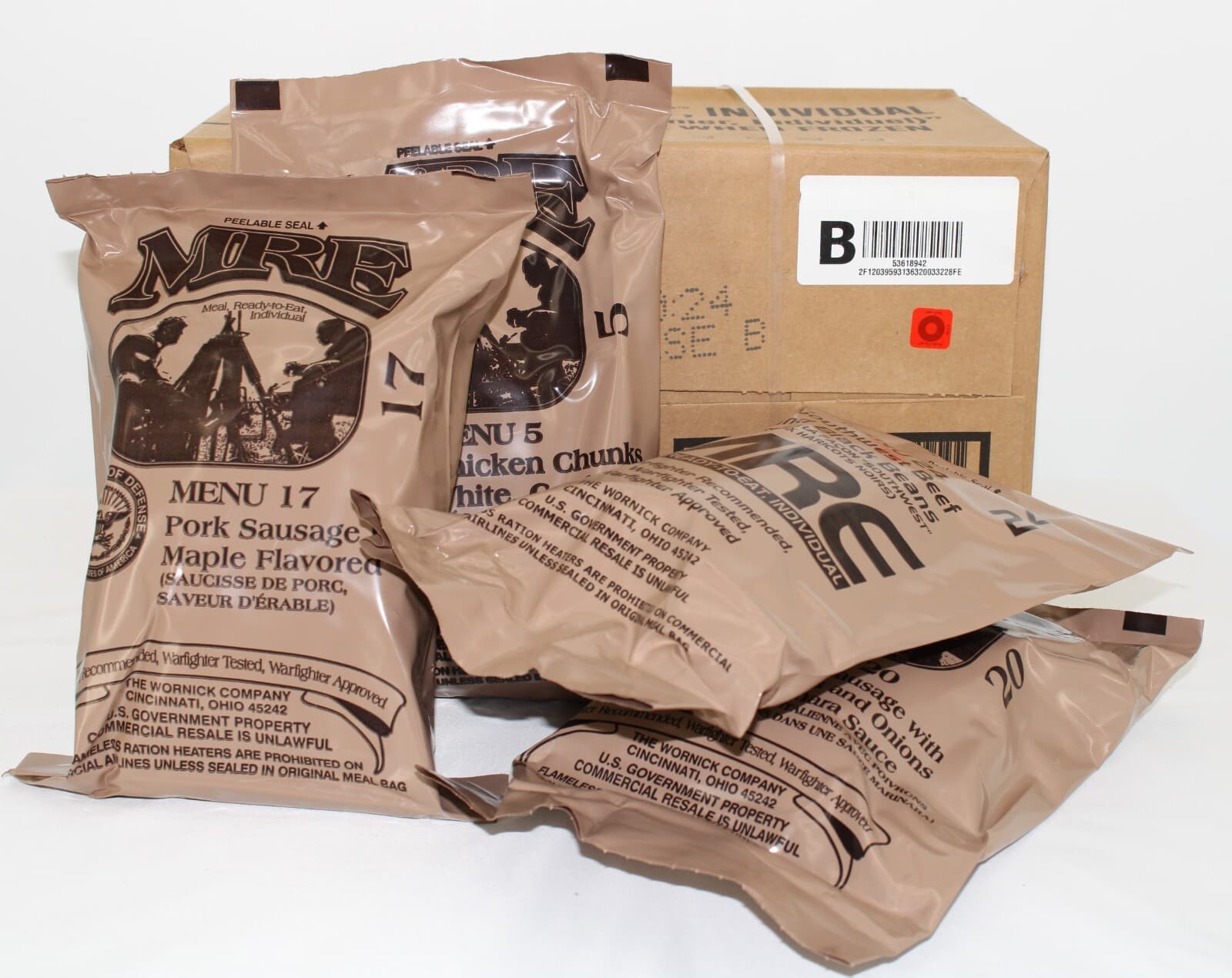 MRE U.S. Military Ready to Eat Meals INSP 2025 - Case, 1, 2, 4, 6 Pack Options 6