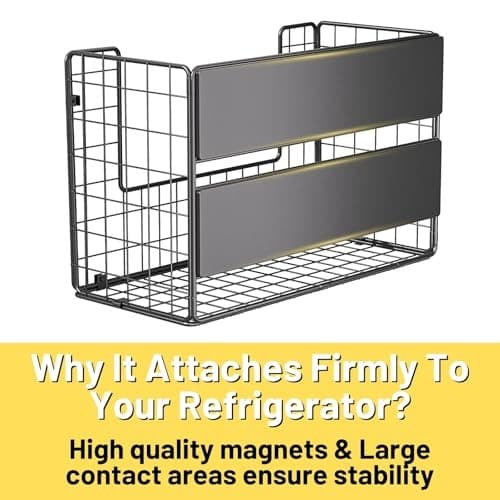 Set Magnetic Shelf for Fridge, Fruit Potato & Onion Storage Bins, 2 Black 4