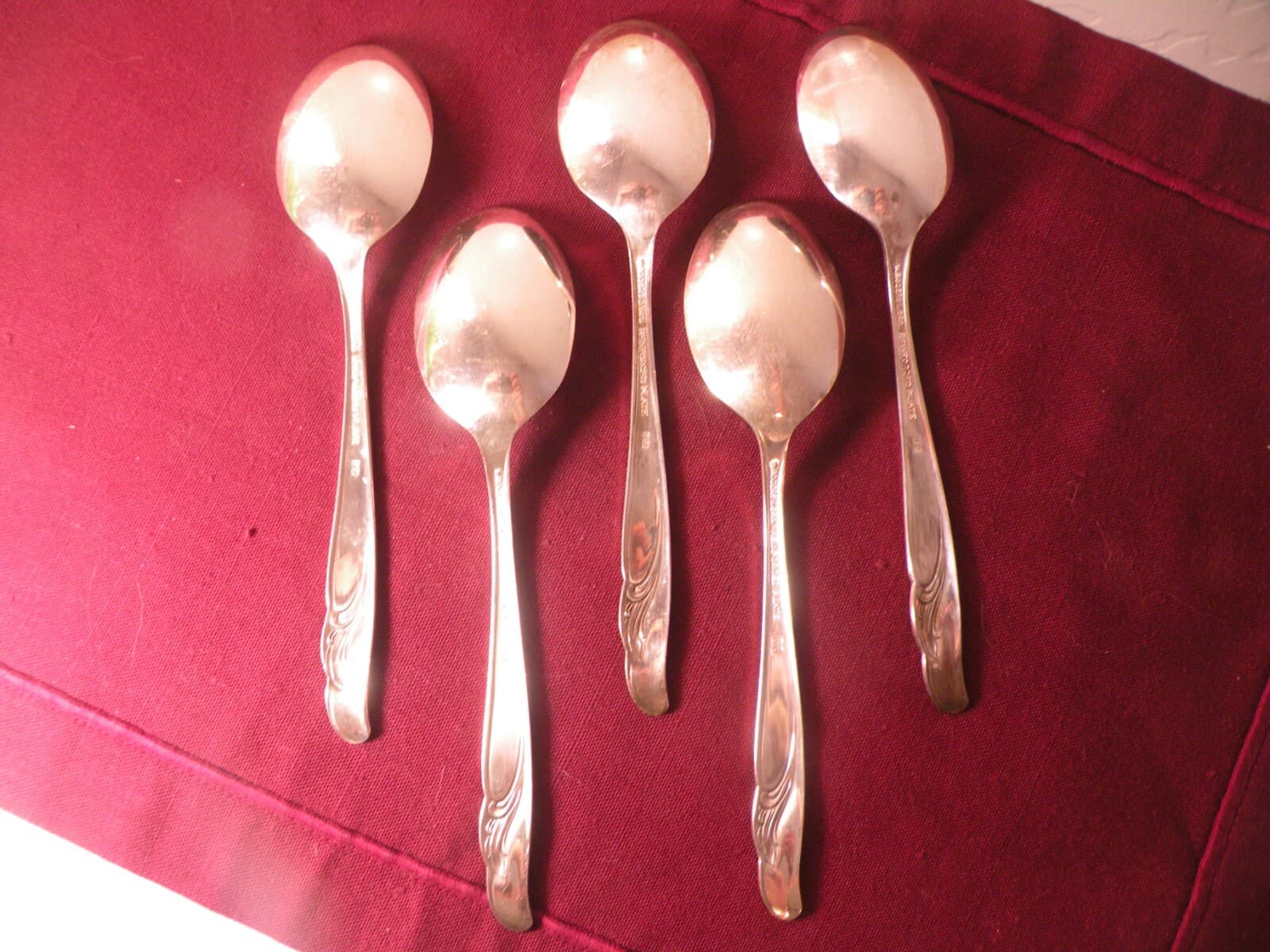 5 Oval Soup Spoons 1957 EXQUISITE Rogers & Bro International Silverplate 7" 4