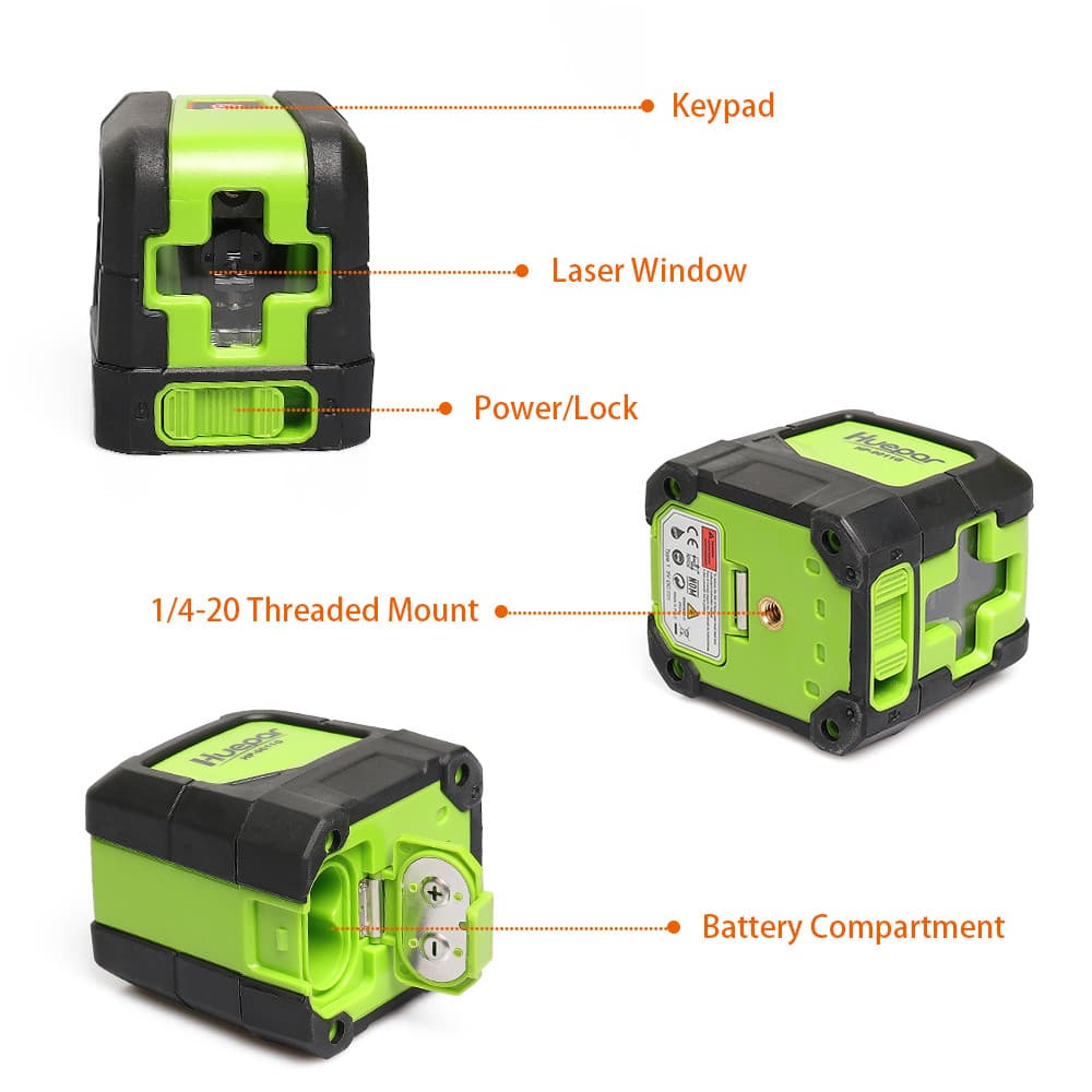 Huepar Green Laser Level DIY Cross Line Laser Self Leveling 9011G Bright Green 3