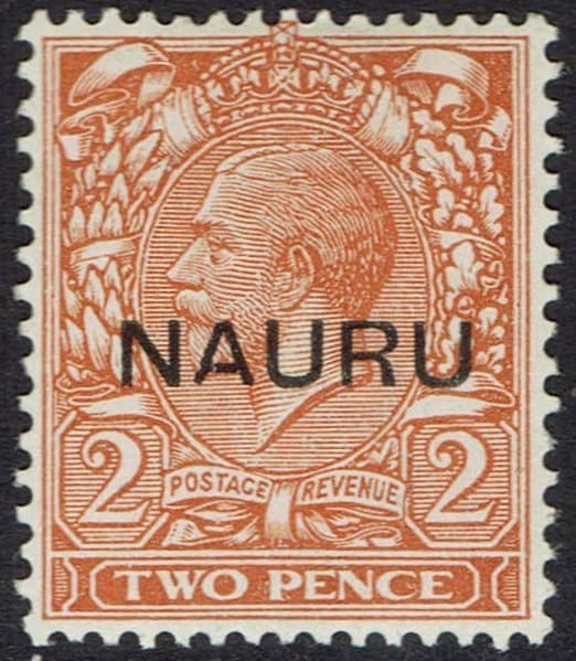 NAURU 1916 KGV 2D OVERPRINTED IN CENTRE