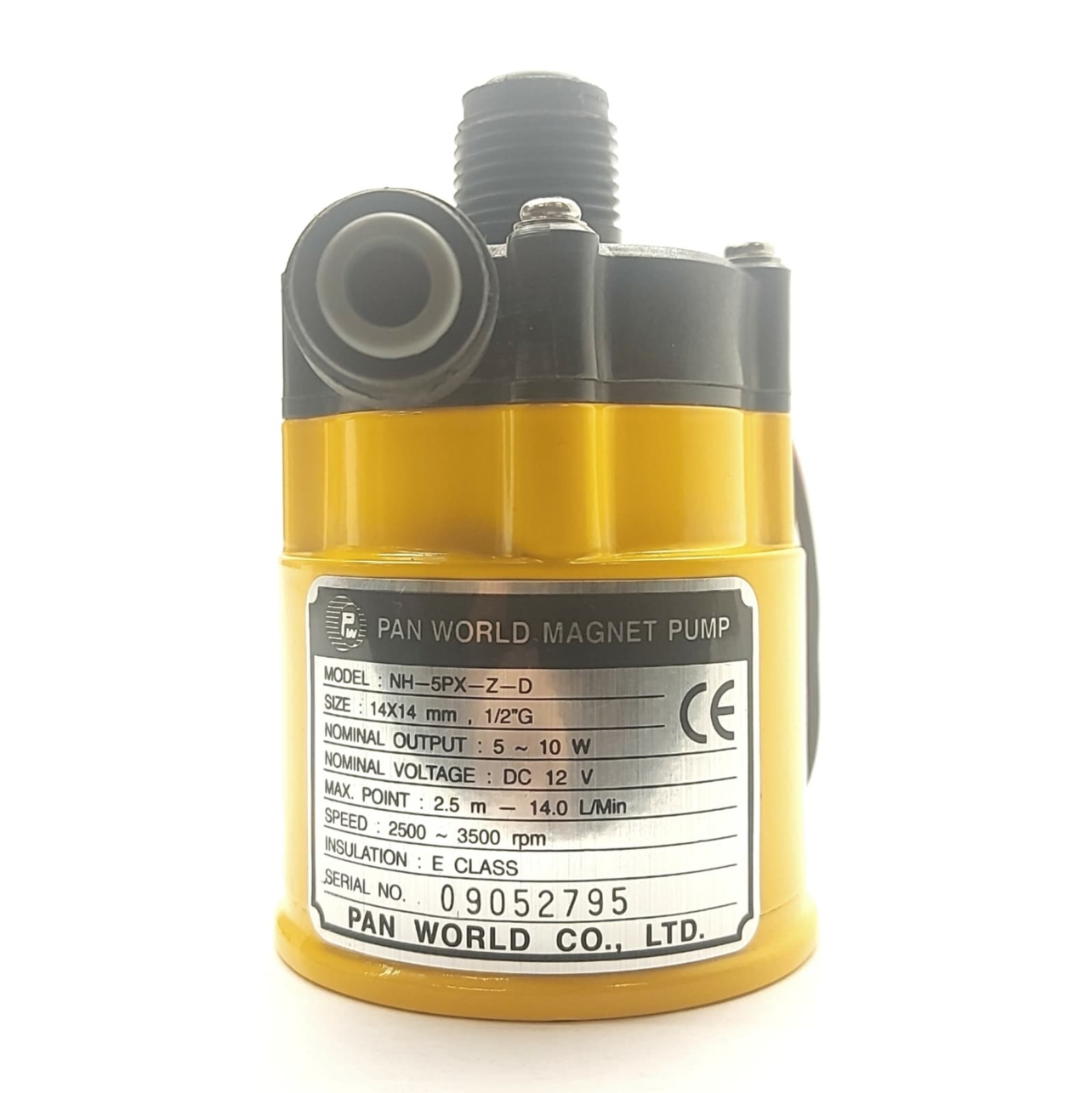 Pan World NH-5PX-Z-D Brushless DC Magnet Pump, 14L/min, 2.5m Head, 1/2"NPT, 12V 4