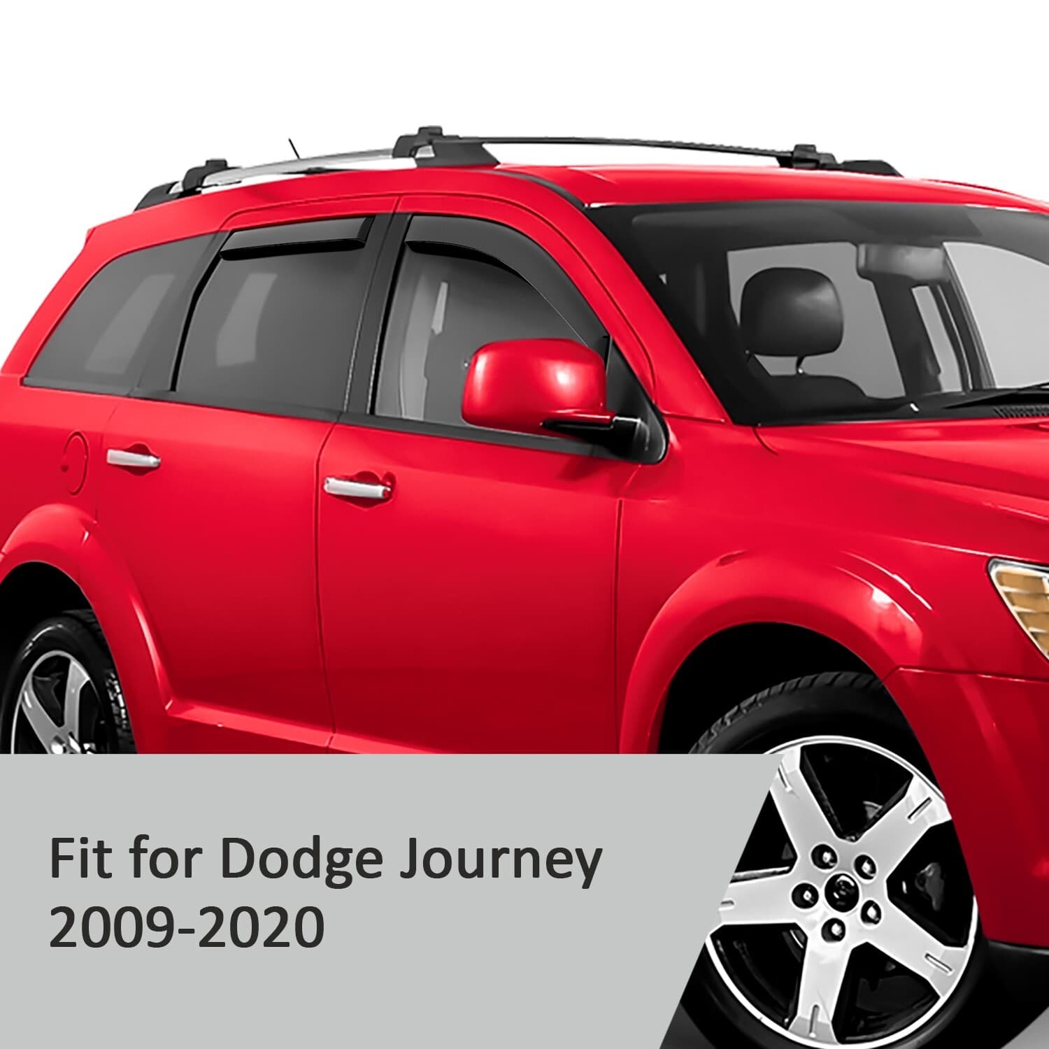 Sun Rain Visors Wind Rain Guards for 2009-2020 Dodge Journey SHATTERPROOF 6