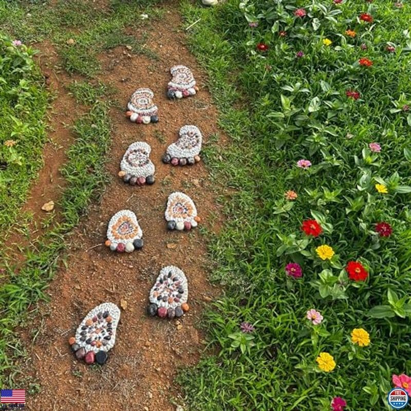 Faux Cobblestone Outdoor Stepping Stones - Set of 2 Decorative Garden Pathway 5