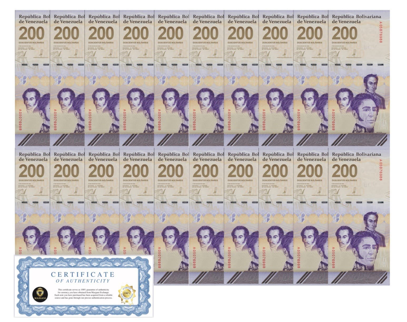 Venezuela 200 Digitales qty 20 2023 UNC 200 million Bolivar NEW USA 2