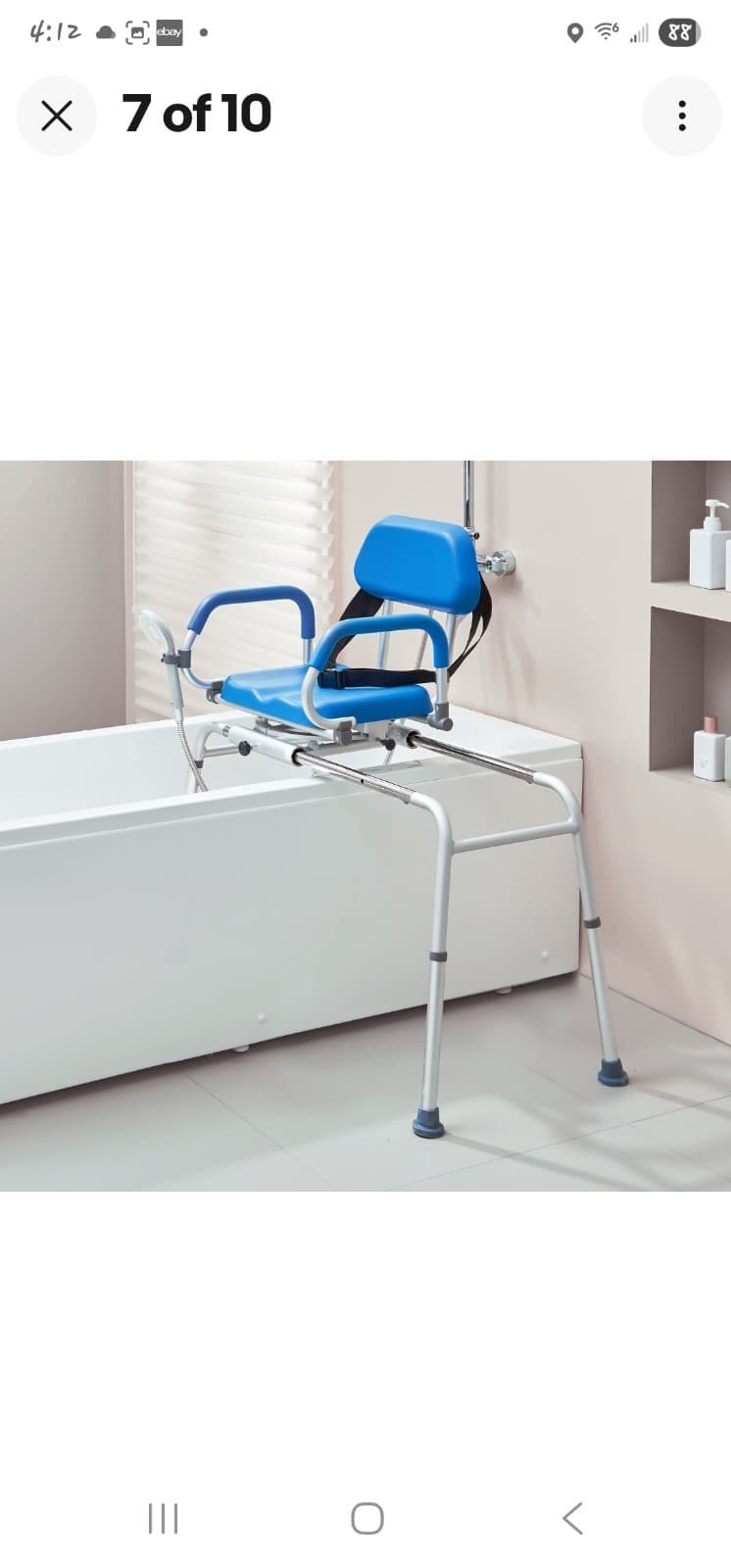 VEVOR Sliding Tub Transfer Bench Shower Chair with 360 Degree Swivel Seat 330LBS 2