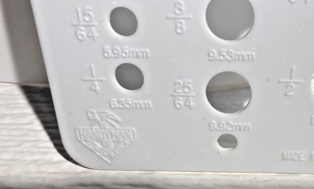 Handyman Club of America Plastic Drill Gauge 1/16" to 1/2" (1.59mm - 12.7mm) USA 2