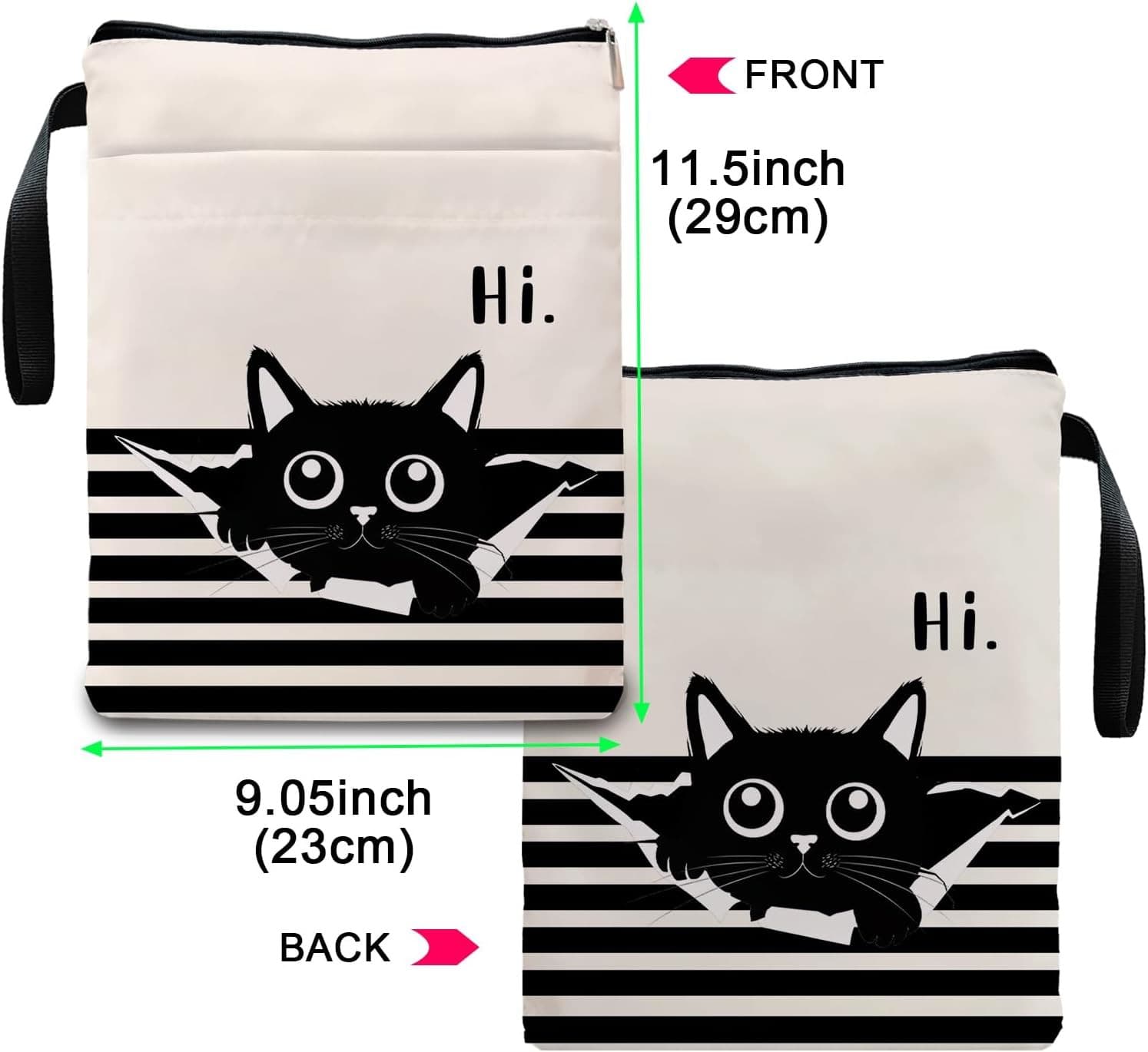 Book Sleeve with Zipper, Funny Cat & Book Design for Book Lovers 2